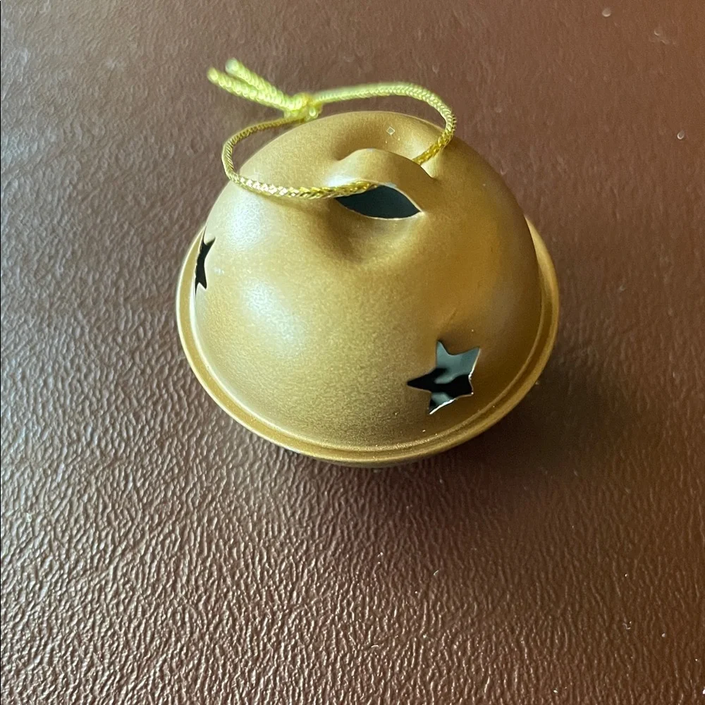 VTG Gold Jingle Bell Ornament with Star Cutouts